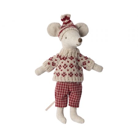 Winter Mouse with ski - Mum (15cm)