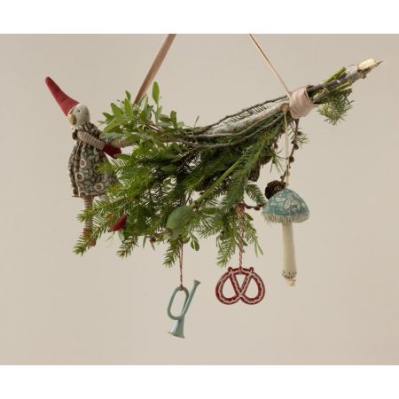 Goose ornament - Red lace