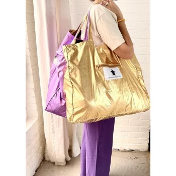 Bolsa Tote grande metalizada Violeta/Oro 2