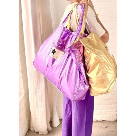 Large Metallic Rose/Silver Tote Bag