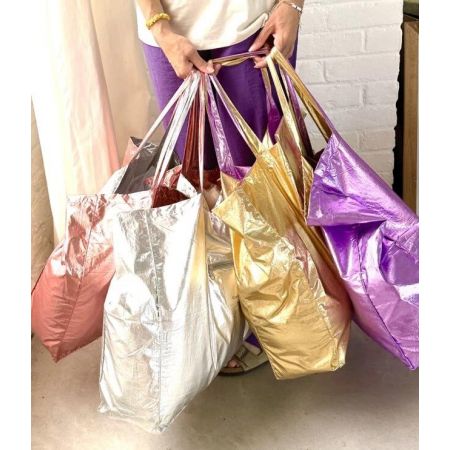 Large Metallic Rose/Silver Tote Bag