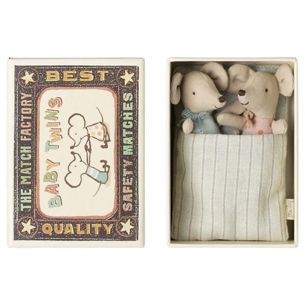 Mice Twins in Matchbox - Baby (8cm)