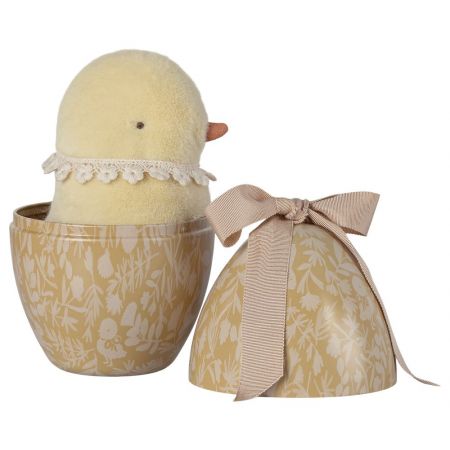Huevo de Pascua metálico, pollito - Amarillo