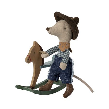 Cowboy mouse on rocking horse (11 cm)