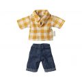 Yellow checked shirt and pants, Dad mouse (15cm)