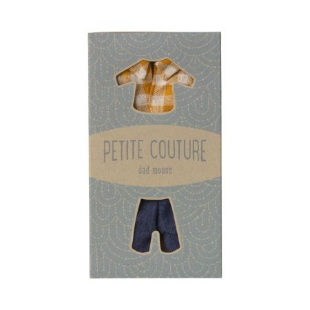 Yellow checked shirt and pants, Dad mouse (15cm)