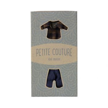 Brown checked shirt and pants, Dad mouse (15cm) 2