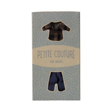 Brown checked shirt and pants, Dad mouse (15cm)