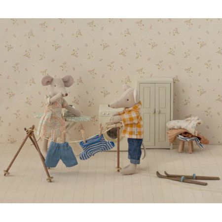 Yellow checked shirt and pants, Dad mouse (15cm)