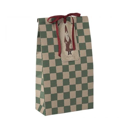 Bolsa de papel, Cuadros verdes - Medium