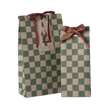 Gift Bag Checker Green - Medium