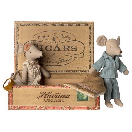 Muñecos ratoncitos Papá y Mamá en caja (15cm)