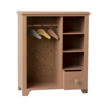 Armario de madera Rosa empolvado - 3 perchas (33cm)
