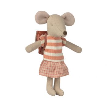 Mouse, Big sister with Backpack - Coral