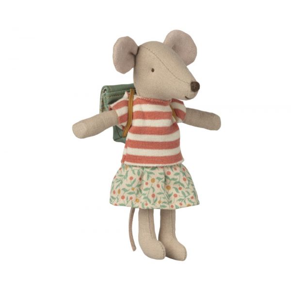 Mouse, Big sister with Backpack - Mint (13cm)