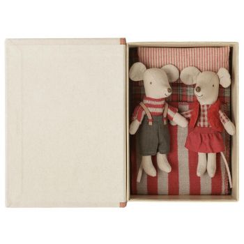 Christmas twin mice, Little sister and brother in book (16cm) 2