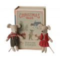 Christmas twin mice, Little sister and brother in book (16cm)