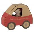 Christmas mouse, Little Sister in car box (11cm)