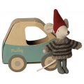 Christmas mouse, Little Brother in car box (11cm)