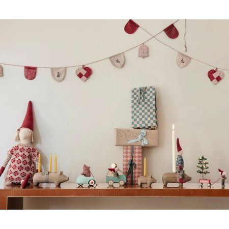 Christmas mouse, Little Sister in car box (11cm)