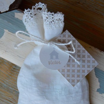Bolsita de lino estampado caramelos personalizada 2