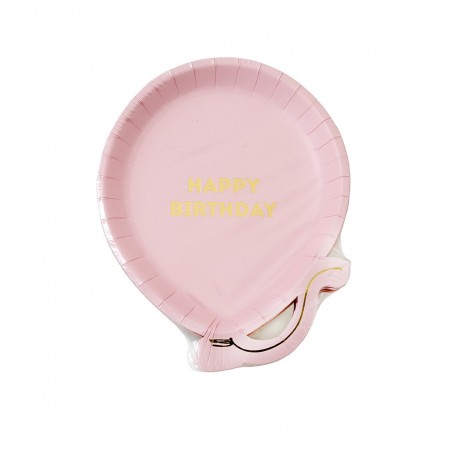 Birthday Pink Balloon Plates (12 u.)