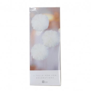 Pom Pom de tul blanco (3 u.) 2